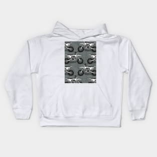 Motocross // pattern // grey green background black white and grey motorcycles Kids Hoodie